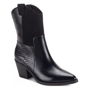 90$ Sun + Stone Biancaa Western Block Heel Cowgirl Booties Size 9.5 US Black